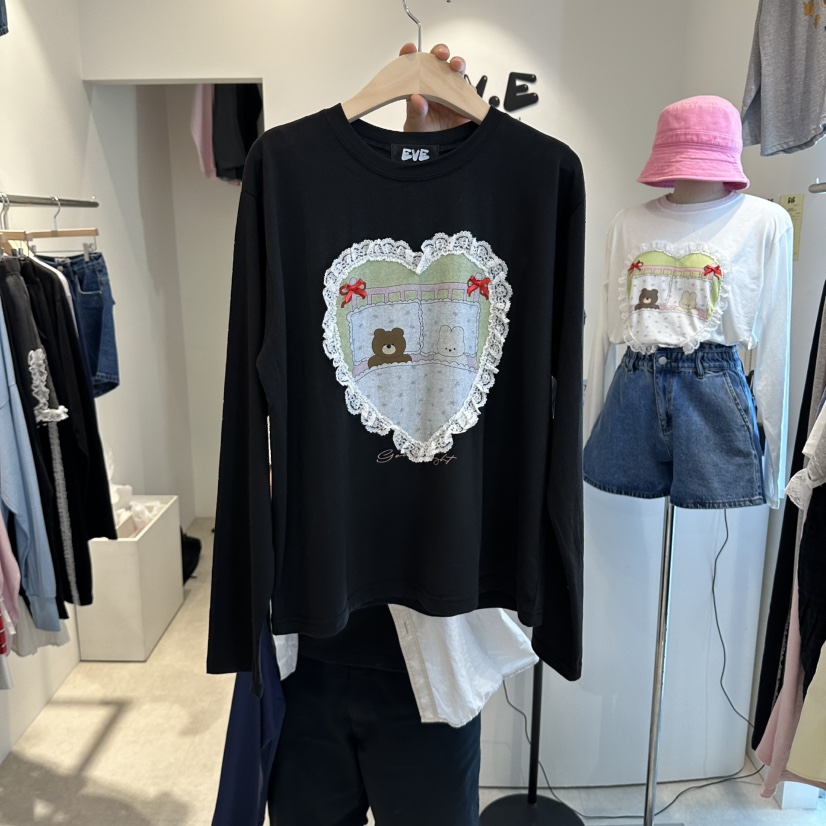 EVE韓國直郵女裝新款推薦人氣休閑熱賣時尚真品長袖T恤EVE長袖T恤圖色3黑色