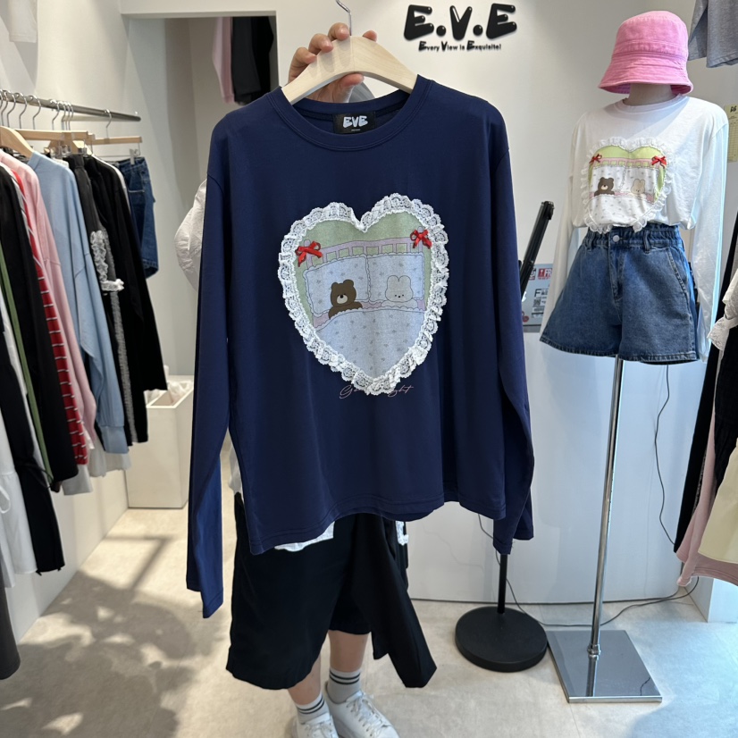 EVE韓國直郵女裝新款推薦人氣休閑熱賣時尚真品長袖T恤EVE長袖T恤圖色4深藍色