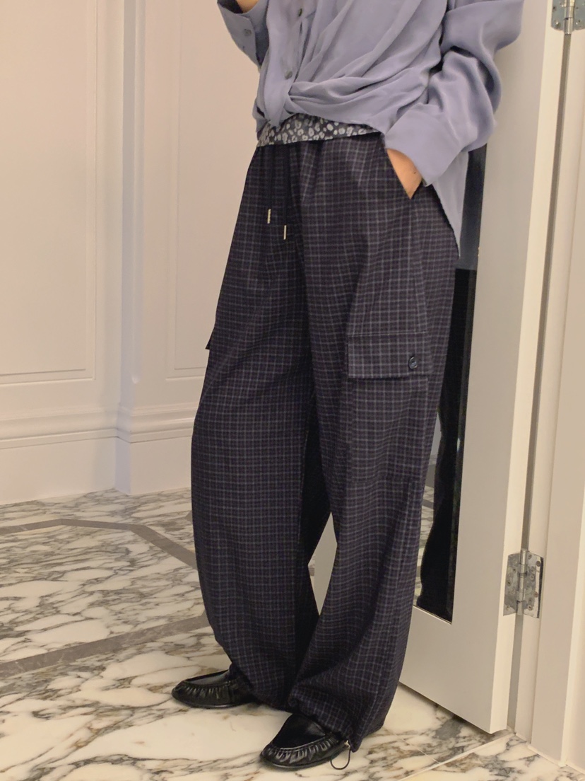 LA CREME韓國代購女士新款時尚熱賣休閑推薦休閑褲格子運動LA CREME休閑褲