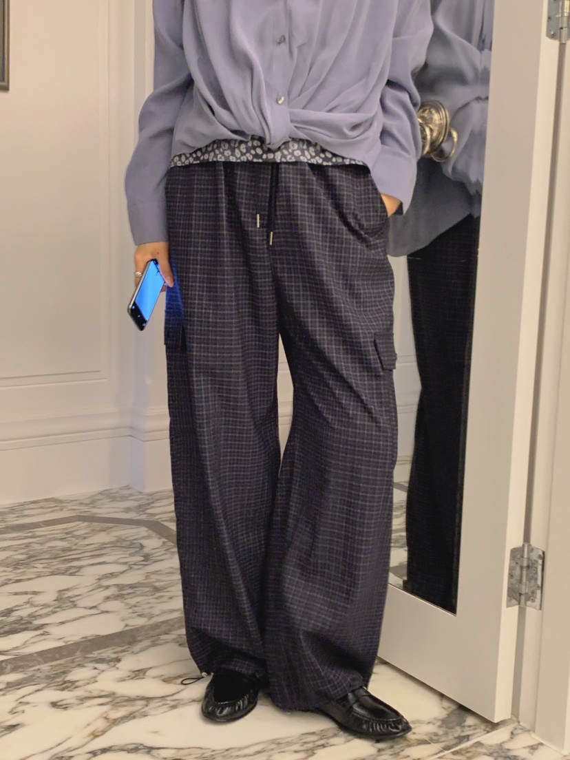 LA CREME韓國代購女士新款時尚熱賣休閑推薦休閑褲格子運動LA CREME休閑褲