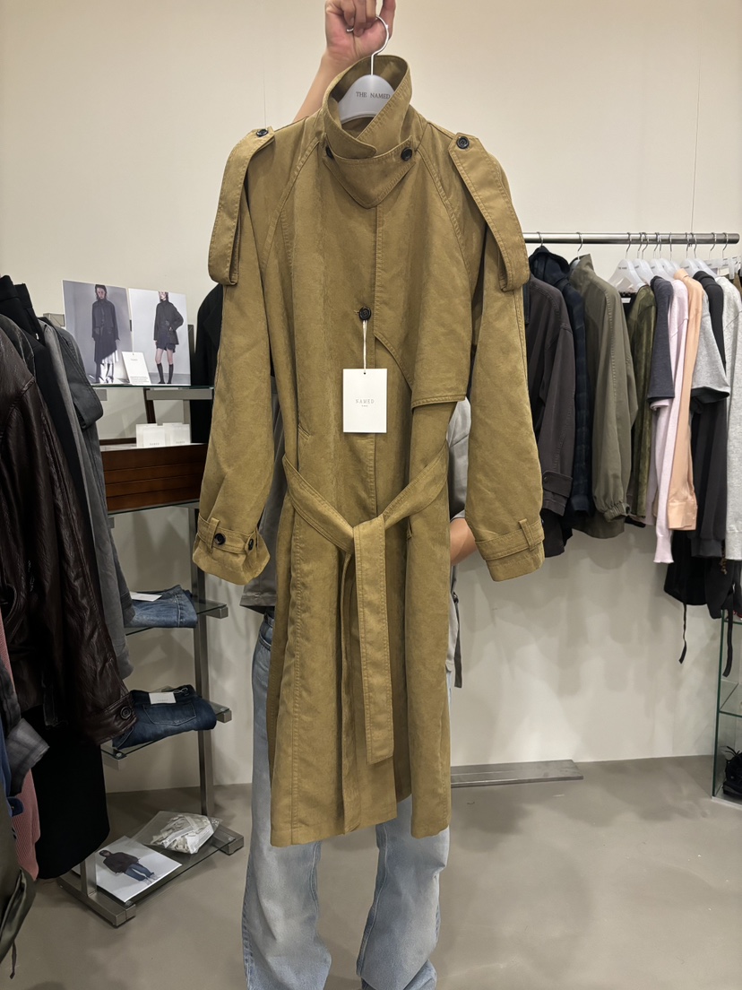 NAMED韓國代購女士新款休閑時尚熱賣推薦真品長款風衣含腰帶NAMED長款風衣圖色1