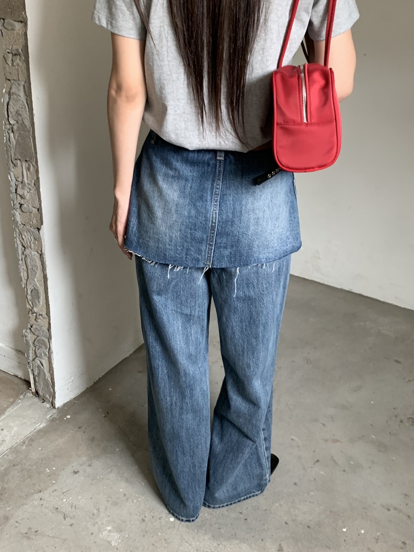 RIVER RAIN東大門實拍女裝新款時尚熱賣真品推薦牛仔褲疊穿RIVER RAIN牛仔褲