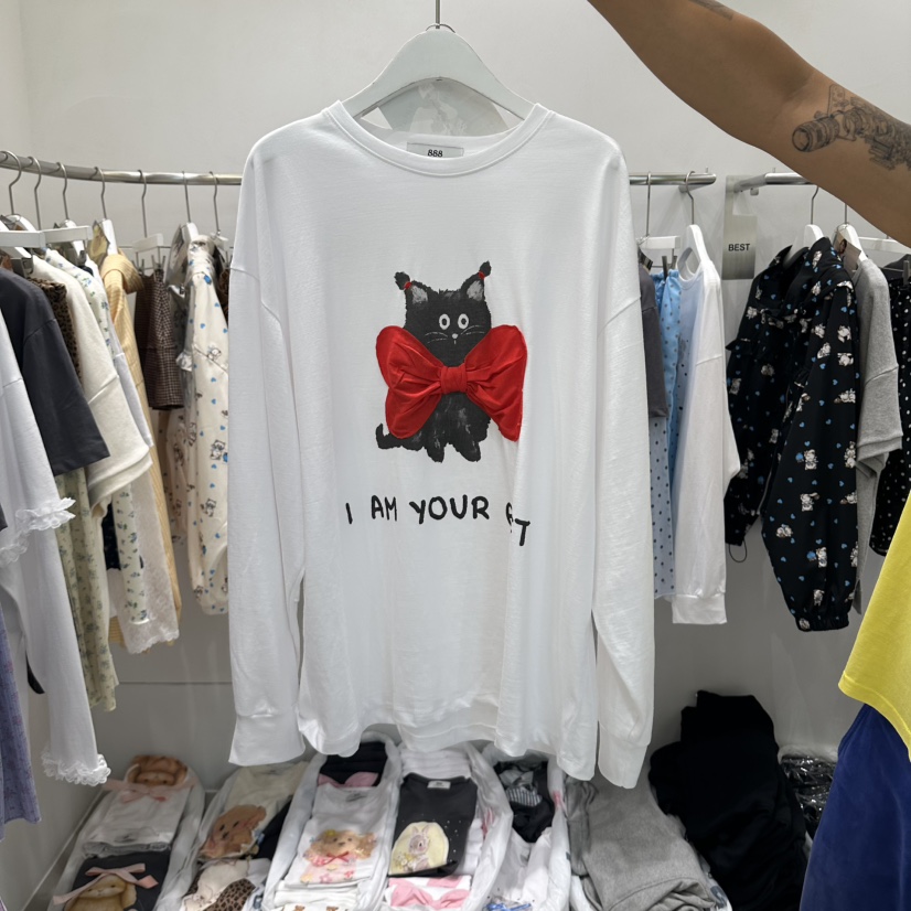 VINTAGE 888韓國直郵女裝新款休閑真品人氣推薦長袖T恤絲帶VINTAGE 888長袖T恤圖色1