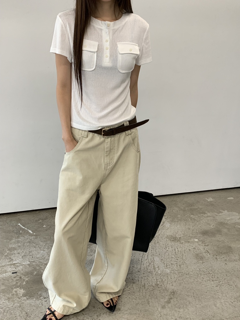 RIVER RAIN韓國代購女裝新品熱賣休閑真品推薦人氣T恤口袋RIVER RAINT恤