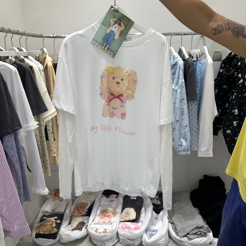 VINTAGE 888韓國直郵女裝新款時尚休閑人氣真品長袖T恤小花VINTAGE 888長袖T恤圖色1