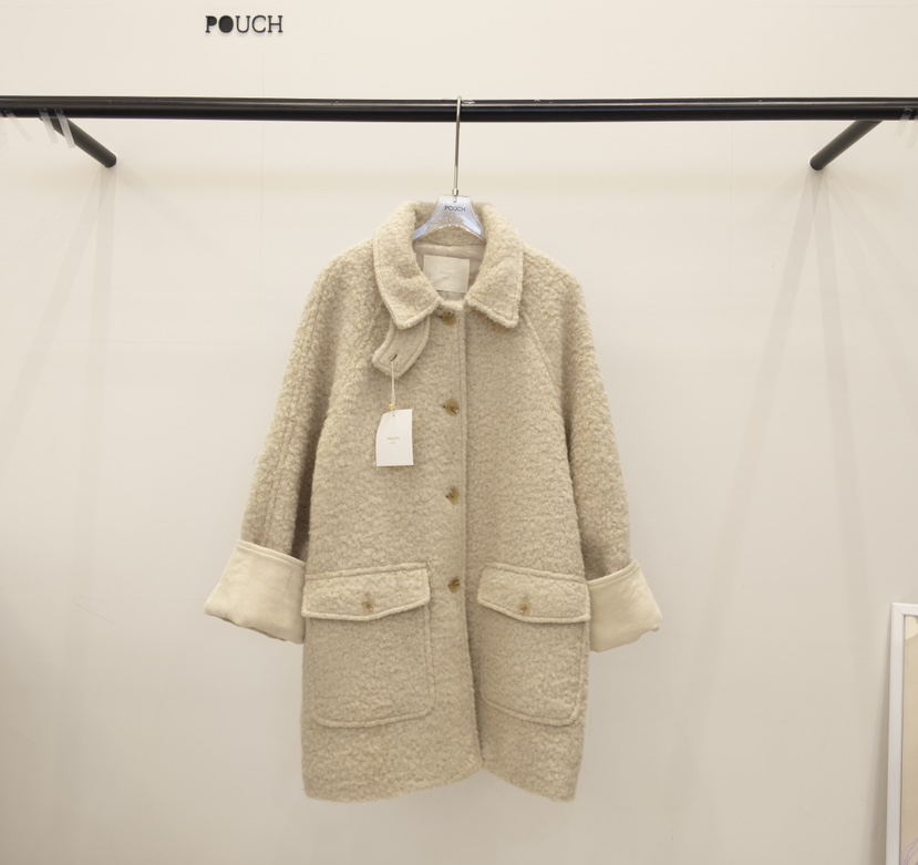 POUCH韓國代購女士新款休閑真品人氣時尚中長款大衣燈芯絨POUCH中長款大衣圖色2