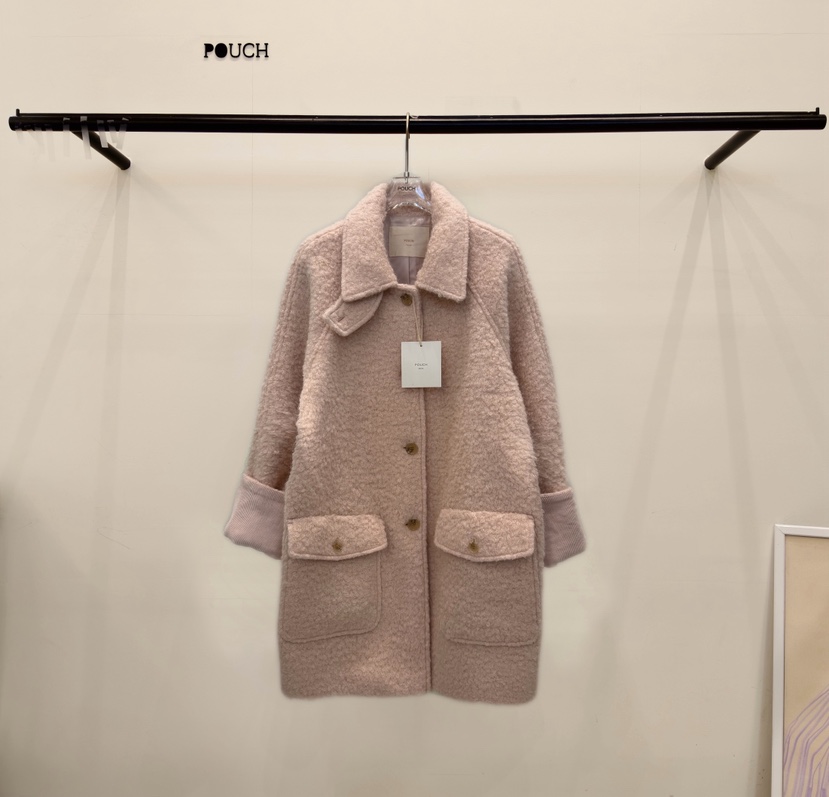 POUCH韓國代購女士新款休閑真品人氣時尚中長款大衣燈芯絨POUCH中長款大衣圖色4