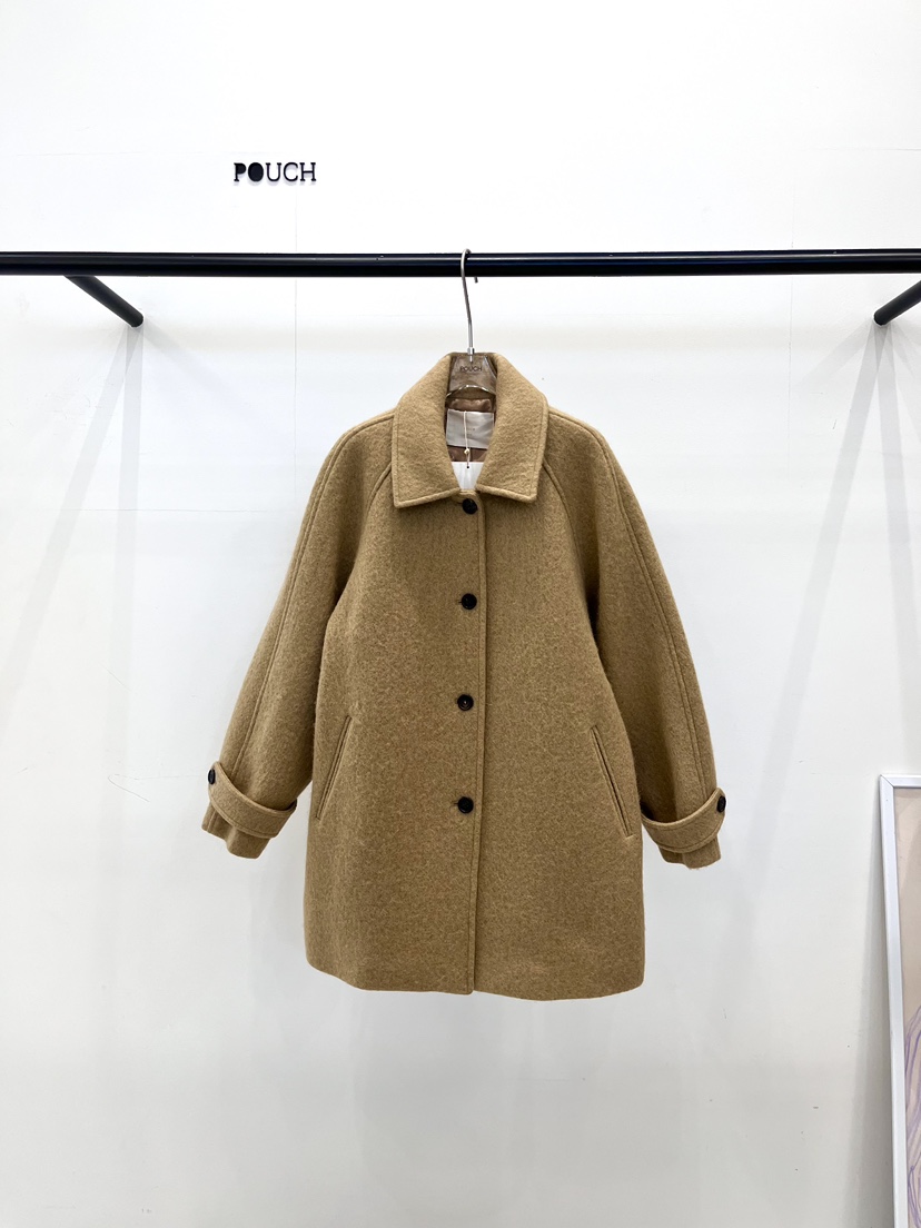 POUCH東大門實拍女士新品推薦時尚人氣熱賣休閑中長款大衣POUCH中長款大衣圖色1