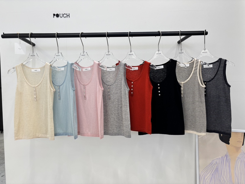 POUCH東大門代購女士新品推薦真品熱賣人氣吊帶背心無袖紐扣POUCH吊帶/背心
