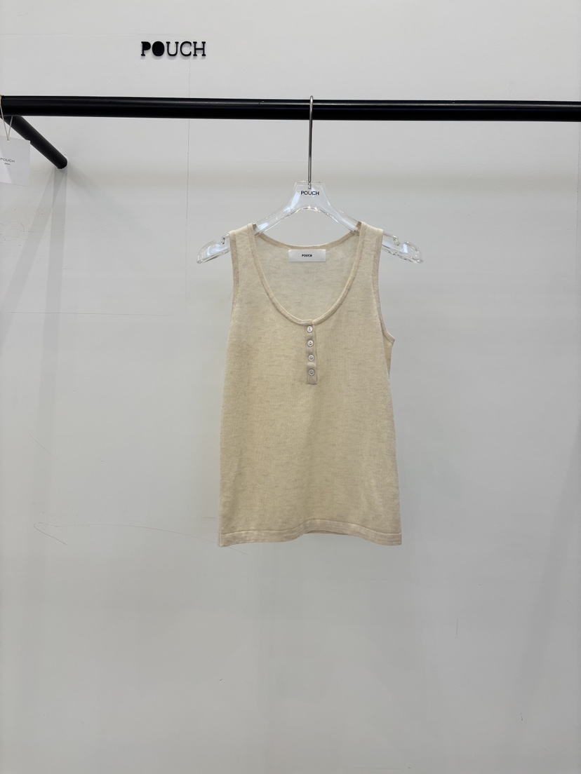POUCH東大門代購女士新品推薦真品熱賣人氣吊帶背心無袖紐扣POUCH吊帶/背心圖色1