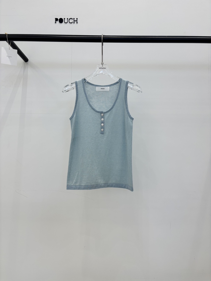 POUCH東大門代購女士新品推薦真品熱賣人氣吊帶背心無袖紐扣POUCH吊帶/背心圖色2