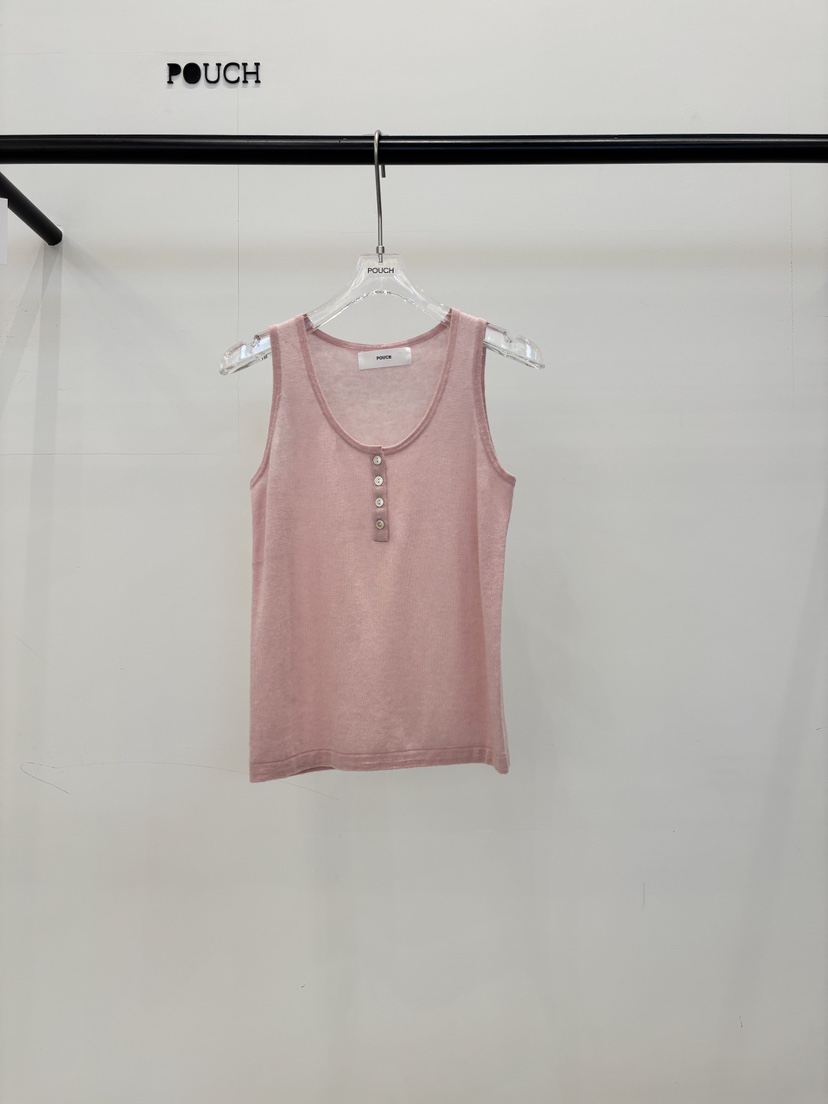 POUCH東大門代購女士新品推薦真品熱賣人氣吊帶背心無袖紐扣POUCH吊帶/背心圖色3