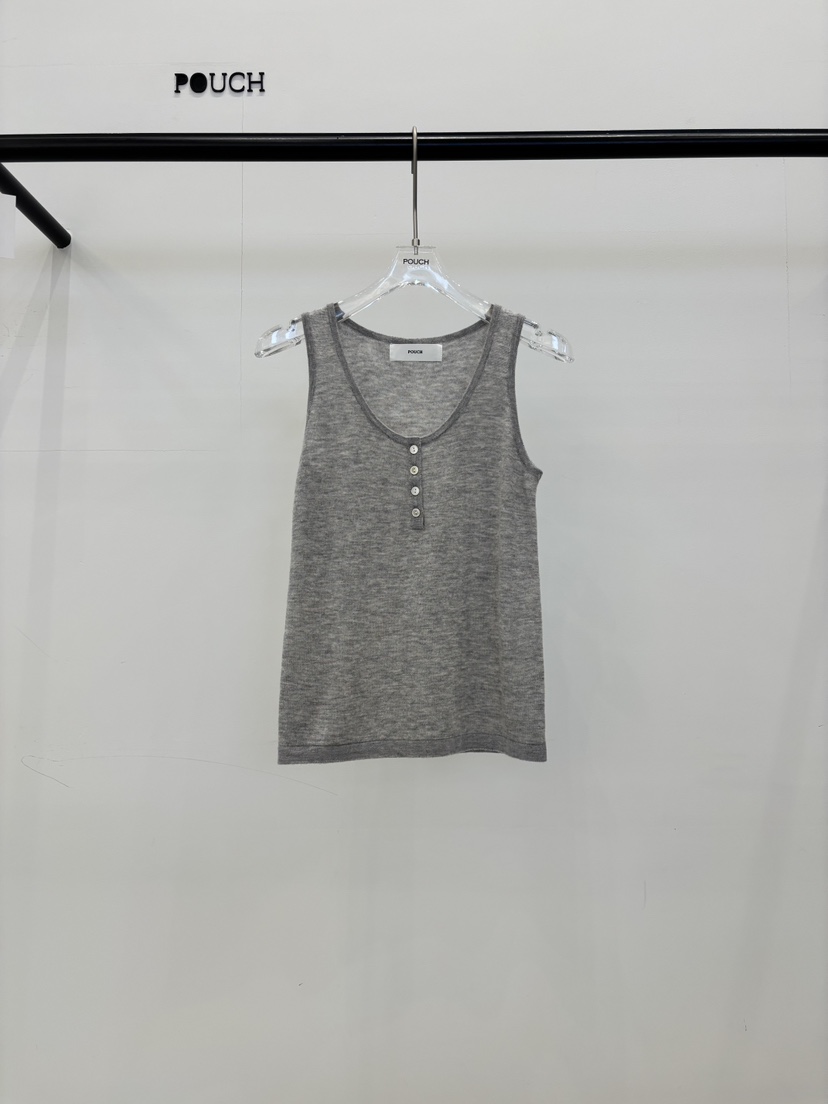 POUCH東大門代購女士新品推薦真品熱賣人氣吊帶背心無袖紐扣POUCH吊帶/背心圖色4