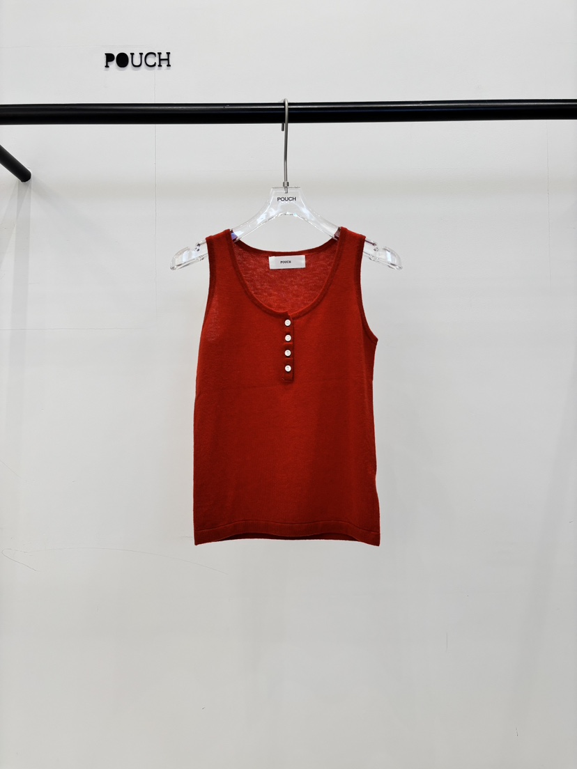POUCH東大門代購女士新品推薦真品熱賣人氣吊帶背心無袖紐扣POUCH吊帶/背心圖色5