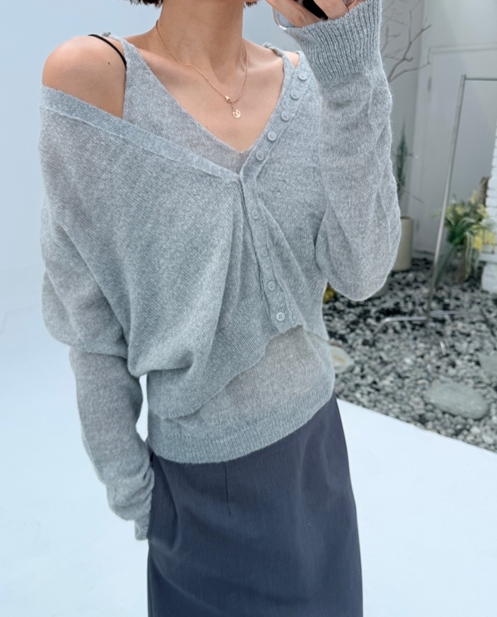 UNA/THE MAY東大門直郵女士新款真品時尚套裝套裝開衫紐扣THEMAY/UNA套裝圖色4