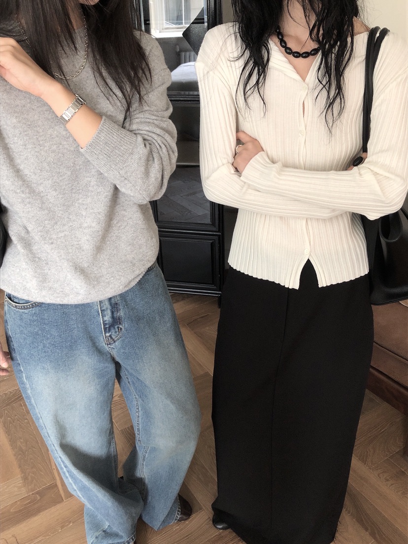 LE BUTTER韓國代購女裝新款時尚熱賣針織衫羊絨開衫羅紋LE BUTTER針織衫