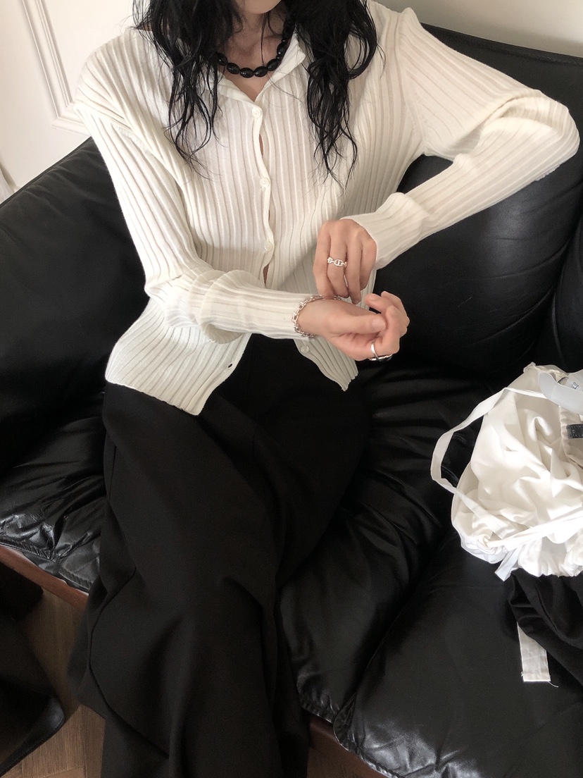LE BUTTER韓國代購女裝新款時尚熱賣針織衫羊絨開衫羅紋LE BUTTER針織衫