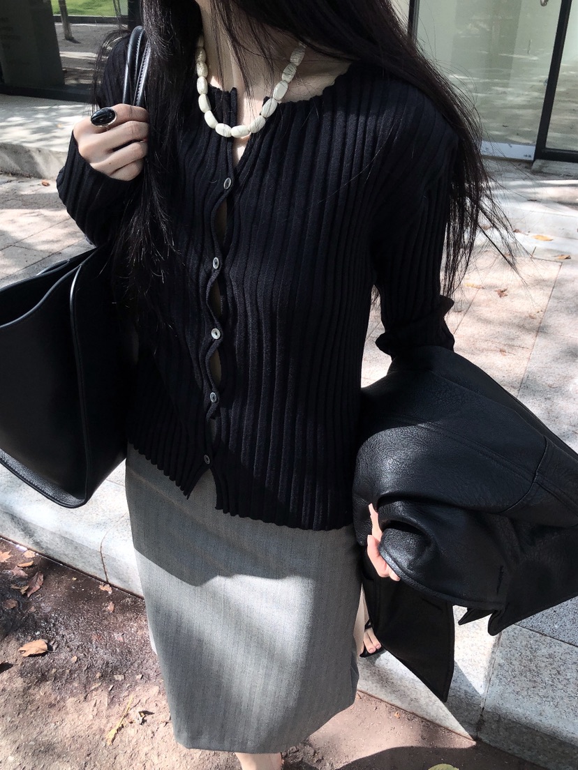 LE BUTTER韓國代購女裝新款時尚熱賣針織衫羊絨開衫羅紋LE BUTTER針織衫