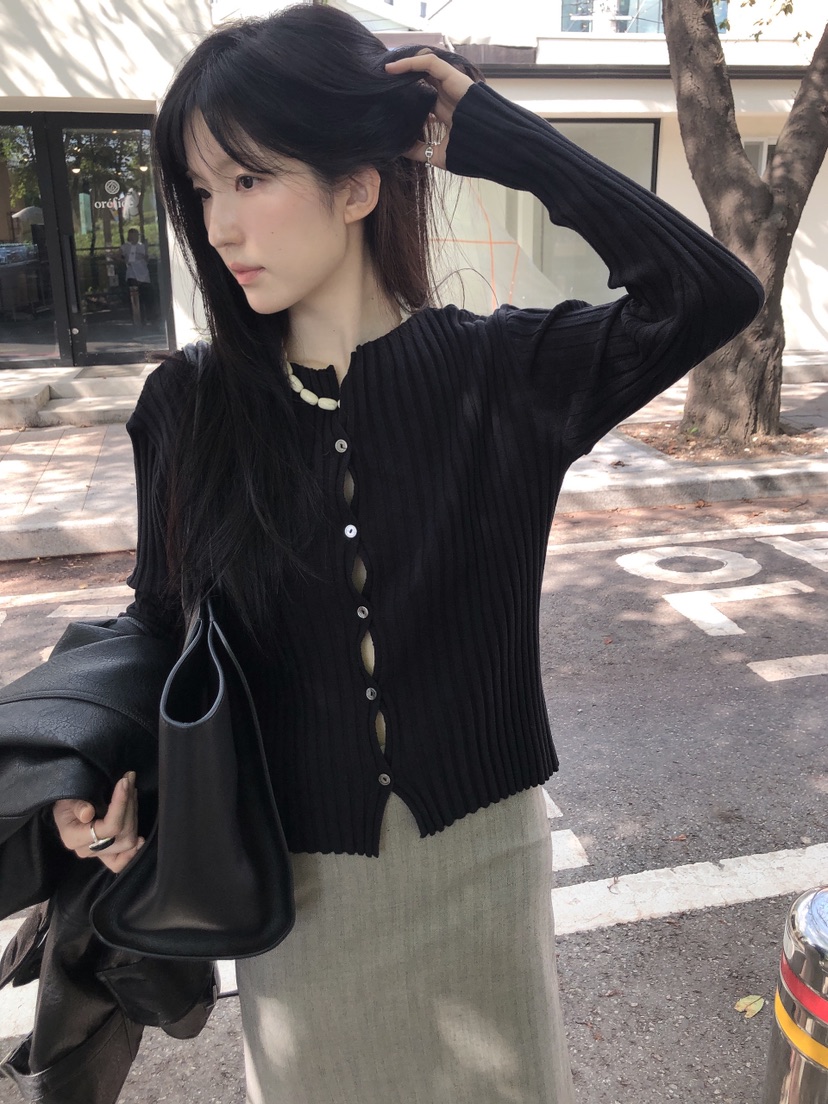 LE BUTTER韓國代購女裝新款時尚熱賣針織衫羊絨開衫羅紋LE BUTTER針織衫