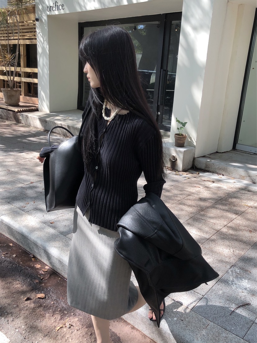 LE BUTTER韓國代購女裝新款時尚熱賣針織衫羊絨開衫羅紋LE BUTTER針織衫