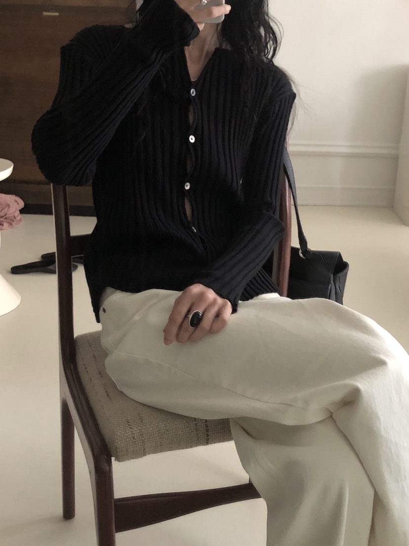 LE BUTTER韓國代購女裝新款時尚熱賣針織衫羊絨開衫羅紋LE BUTTER針織衫圖色2