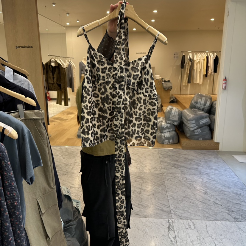 SPECIAL韓國代購女士新品真品休閑吊帶背心含圍巾豹紋無袖SPECIAL吊帶/背心圖色1