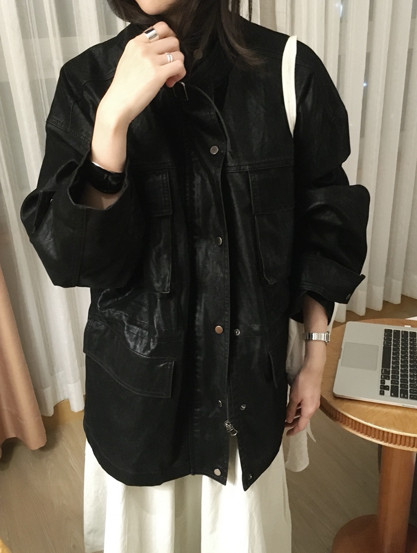 CLAFO韓國代購女裝新品時尚真品人氣熱賣休閑夾克水洗皮革CLAFO夾克
