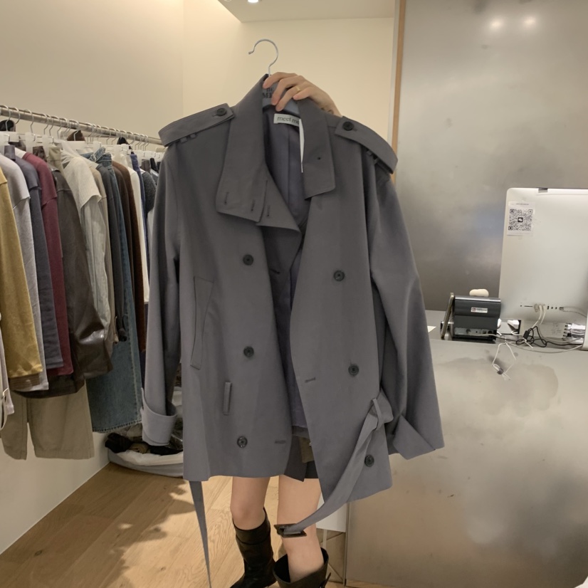 MEET ME東大門實拍女士新品熱賣時尚推薦人氣夾克含腰帶MEET ME夾克圖色1