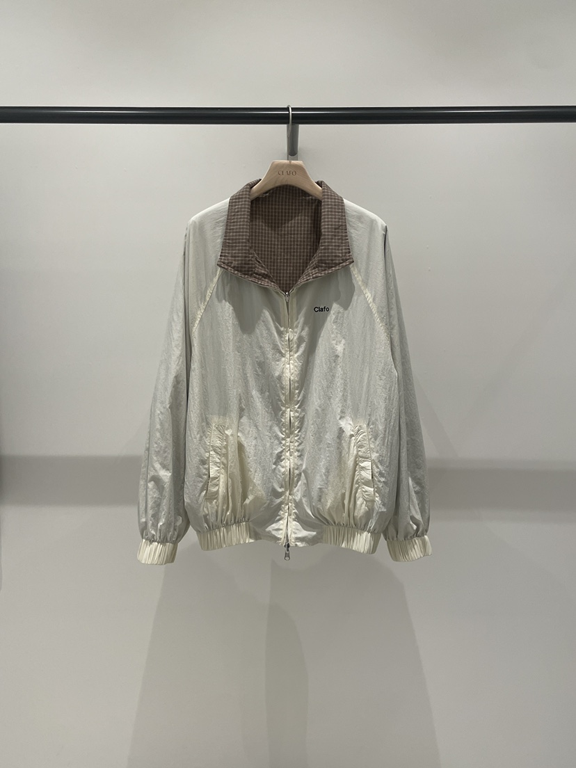 CLAFO韓國代購女士新品真品人氣推薦休閑夾克兩面穿格紋雙面CLAFO夾克圖色2