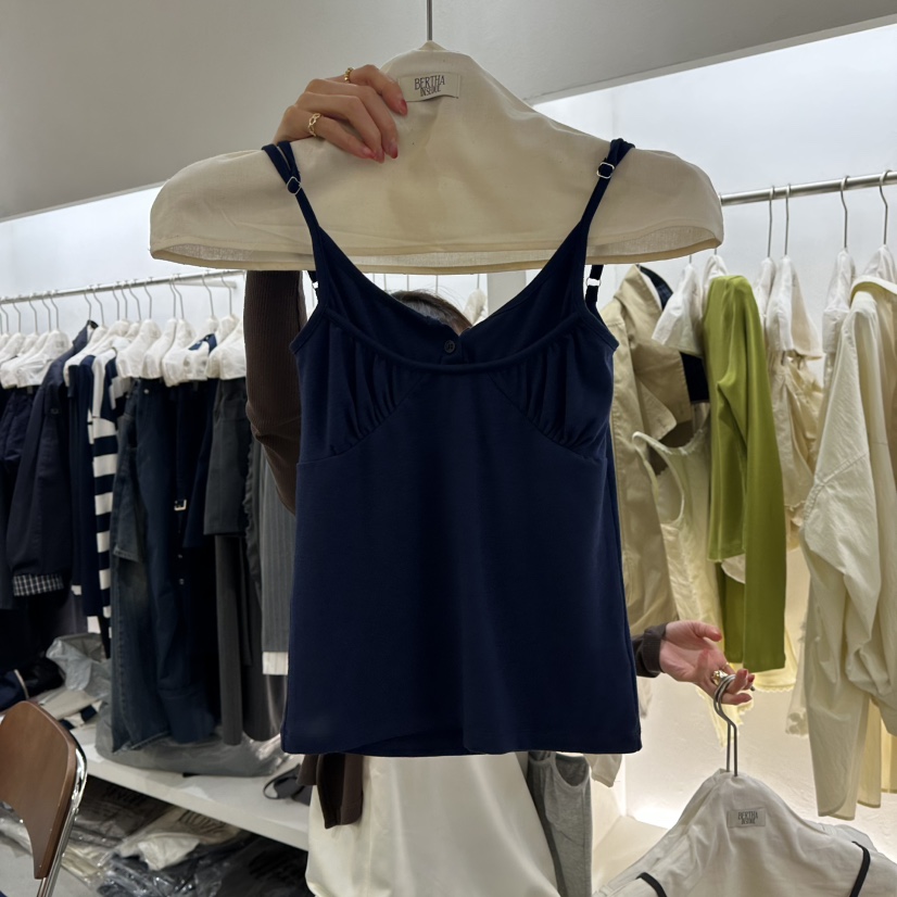 BERTHA韓國直郵女士新品熱賣時尚真品人氣休閑吊帶背心紐扣BERTHA吊帶/背心圖色2深藍色