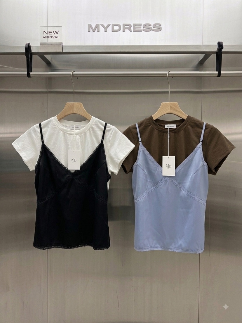 MYDRESS韓國代購女士新品推薦熱賣時尚真品人氣T恤假兩件MYDRESST恤