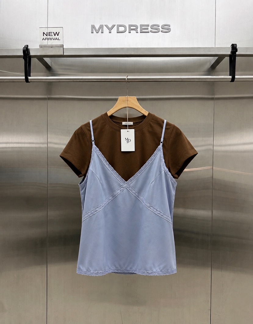 MYDRESS韓國代購女士新品推薦熱賣時尚真品人氣T恤假兩件MYDRESST恤圖色2