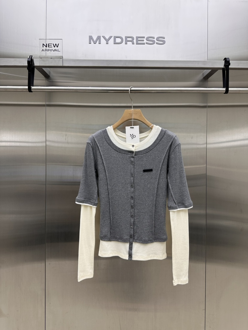 MYDRESS東大門代購女士新款休閑時尚推薦人氣長袖T恤假兩件MYDRESS長袖T恤圖色1