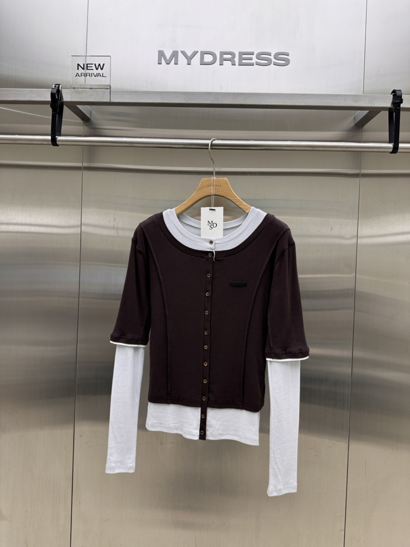 MYDRESS東大門代購女士新款休閑時尚推薦人氣長袖T恤假兩件MYDRESS長袖T恤圖色2