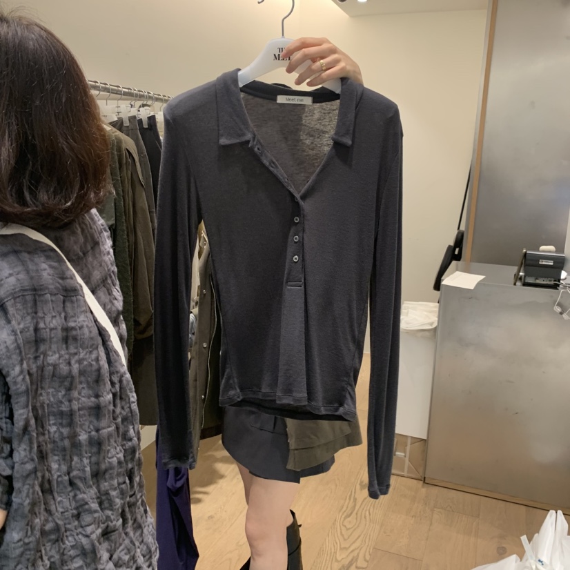 MEET ME韓國直郵女裝新品休閑真品推薦人氣熱賣時尚長袖T恤MEET ME長袖T恤圖色2墨