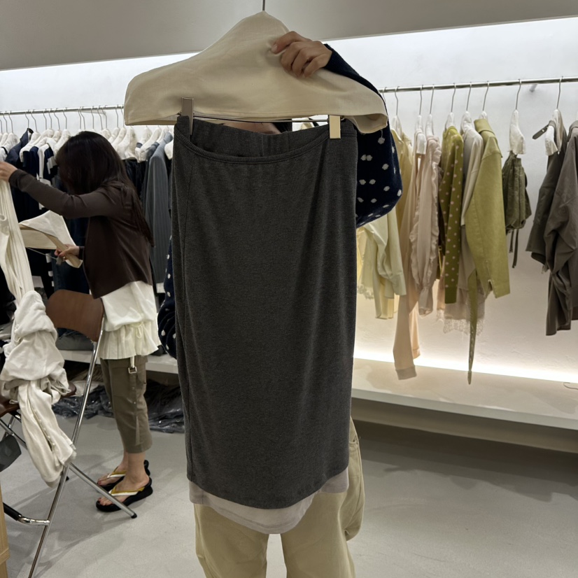 BERTHA韓國直郵女士新款休閑熱賣推薦真品時尚長裙撞色羅紋BERTHA長裙