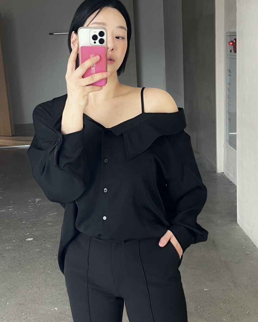 VERNI東大門實拍女裝新品時尚休閑推薦熱賣襯衫蕾絲衫不對稱VERNI襯衫/蕾絲衫