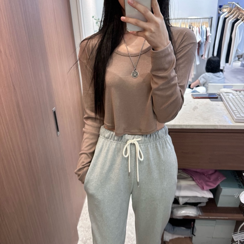 ON THE MODE東大門實拍女士新款時尚休閑人氣長袖T恤氨綸ON THE MODE長袖T恤圖色4