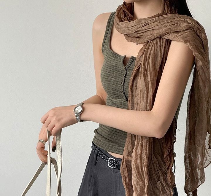 STAY HERE東大門直郵女裝新品真品休閑吊帶背心無袖條紋STAY HERE-2件起吊帶/背心