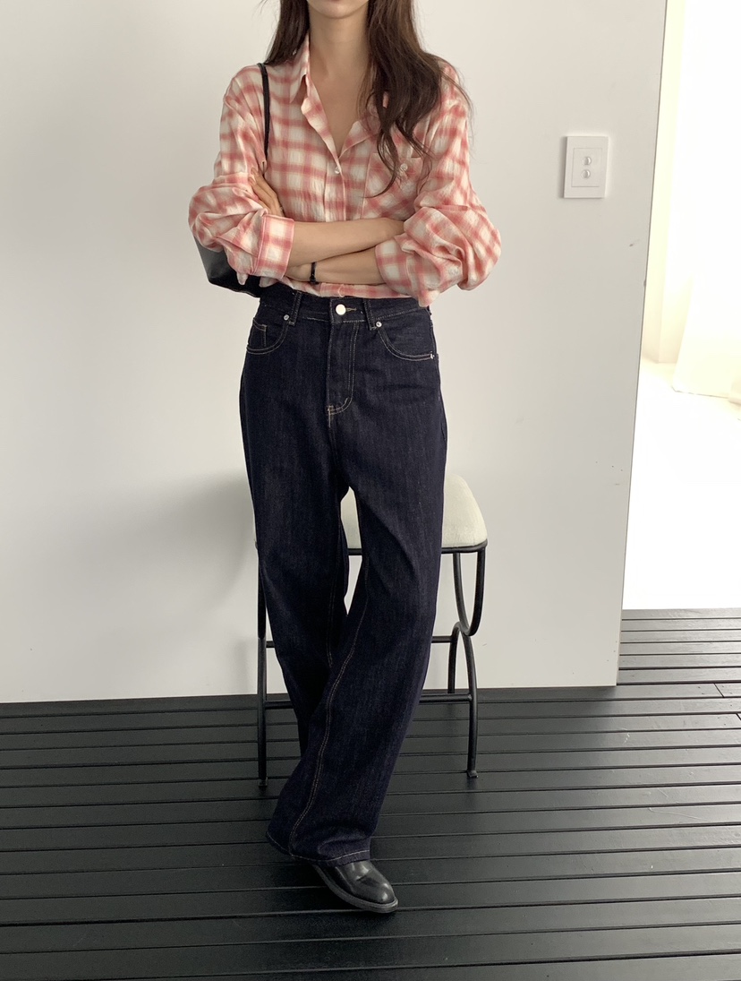 NOTICE韓國直郵女裝新款時尚休閑熱賣推薦襯衫蕾絲衫格紋NOTICE襯衫/蕾絲衫
