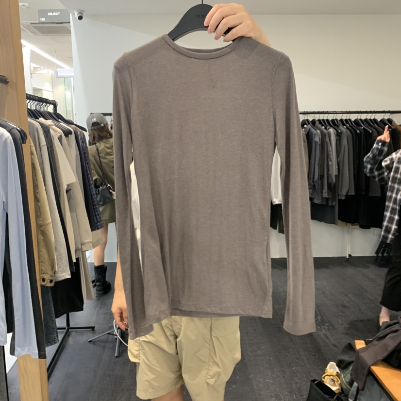 OBJECT東大門代購女士新品熱賣人氣休閑推薦真品時尚長袖T恤OBJECT長袖T恤圖色3棕色