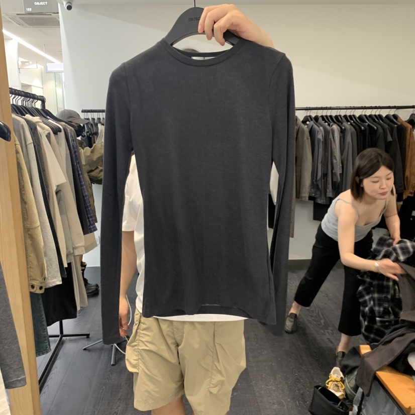 OBJECT東大門代購女士新品熱賣人氣休閑推薦真品時尚長袖T恤OBJECT長袖T恤圖色6黑