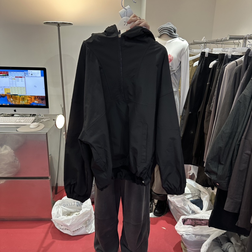 77東大門代購女士新品人氣推薦休閑真品熱賣時尚夾克連帽衫77夾克圖色4黑色