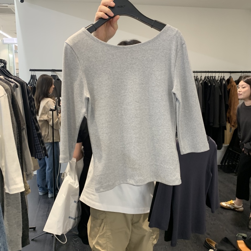 OBJECT韓國直郵女士新品推薦休閑真品熱賣人氣T恤船領棉質OBJECTT恤圖色2