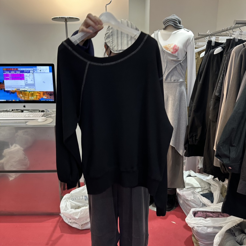 77韓國代購女士新品熱賣休閑真品時尚人氣推薦衛衣華夫格77衛衣