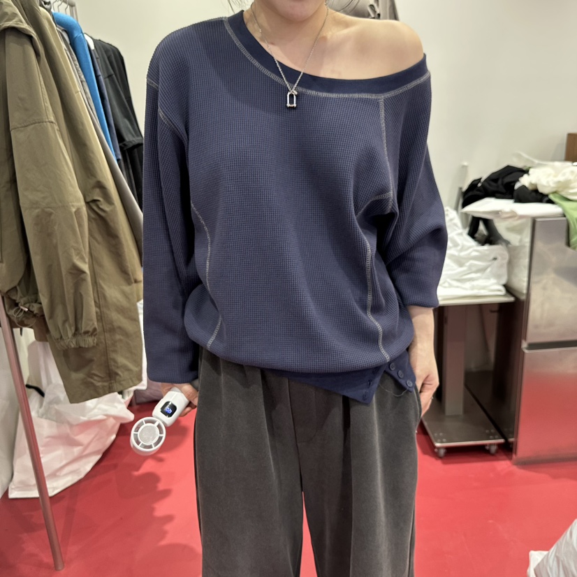 77韓國代購女士新品熱賣休閑真品時尚人氣推薦衛衣華夫格77衛衣圖色2