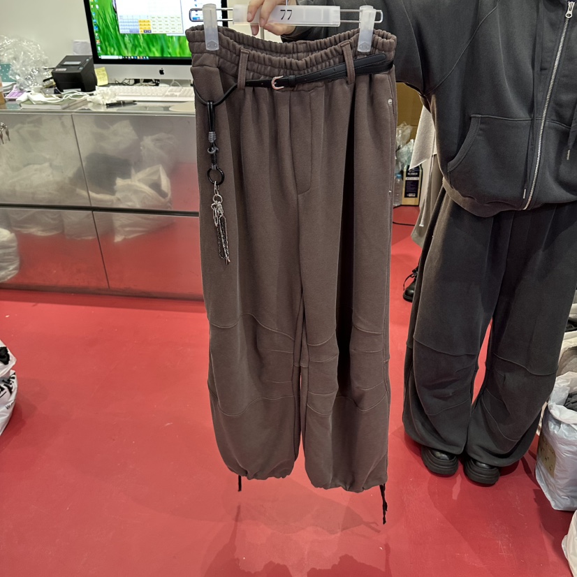 77東大門代購女裝新品休閑時尚熱賣休閑褲不含腰帶毛圈布77休閑褲圖色1