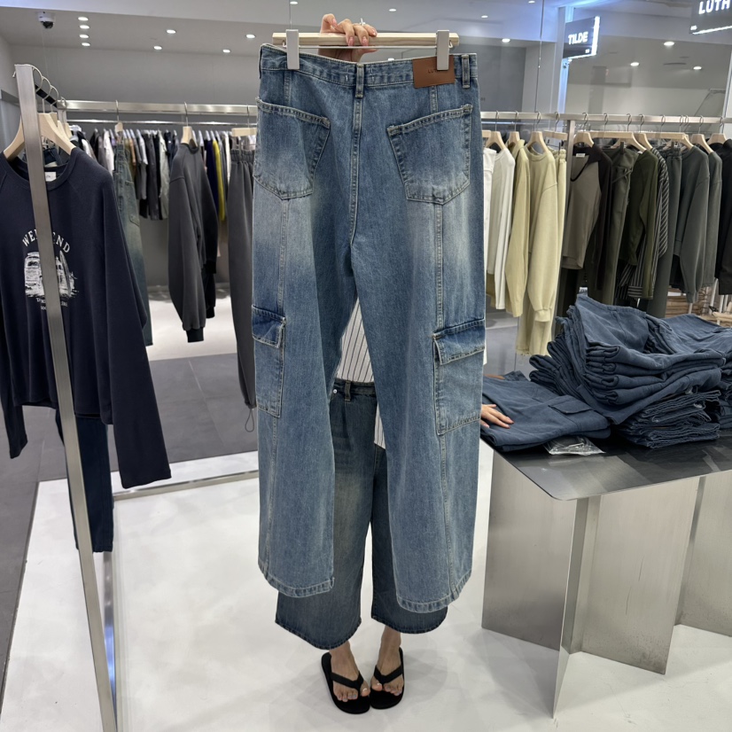 LUTH韓國直郵女裝新品休閑人氣真品熱賣推薦時尚牛仔褲工裝LUTH牛仔褲