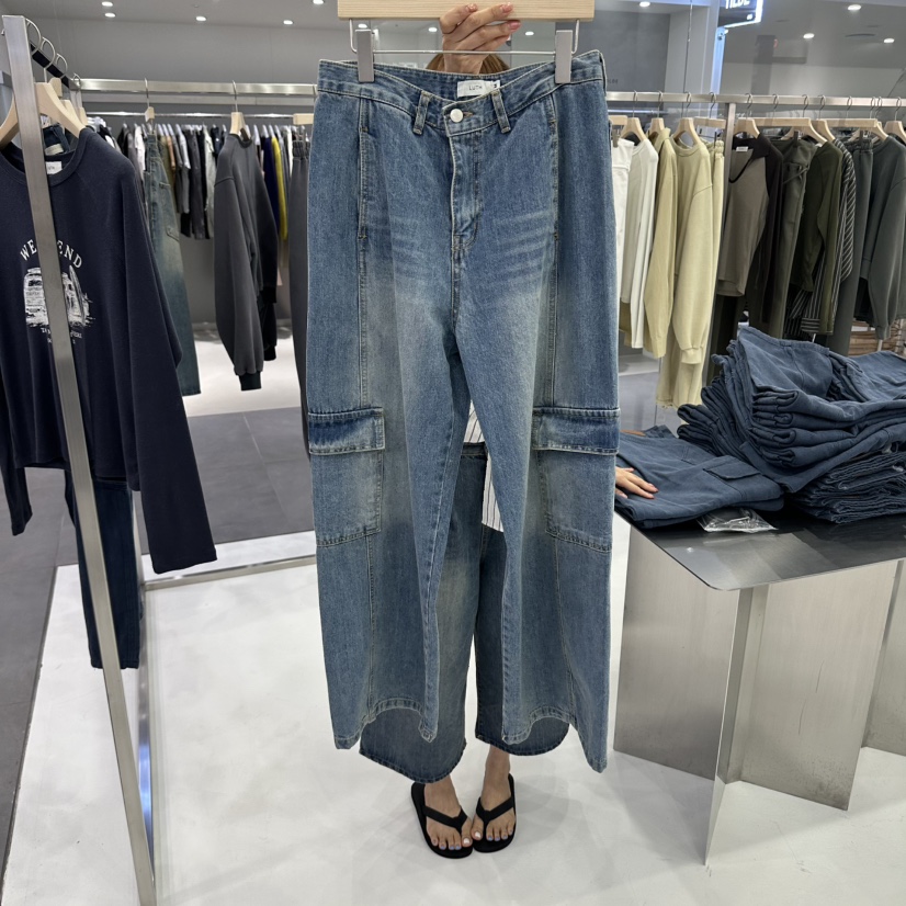 LUTH韓國直郵女裝新品休閑人氣真品熱賣推薦時尚牛仔褲工裝LUTH牛仔褲圖色1
