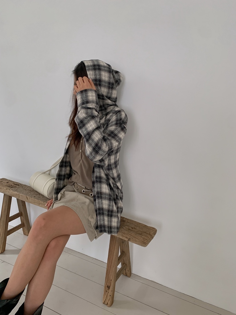 J SHOP韓國代購女士新品休閑熱賣真品襯衫蕾絲衫連帽衫格紋J_SHOP襯衫/蕾絲衫